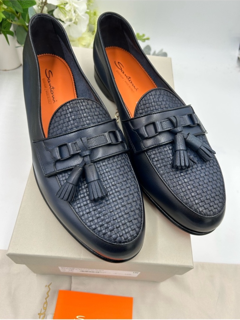 Men’s Santoni, Andrea, tassel leather loafer size 12 US made in Italy